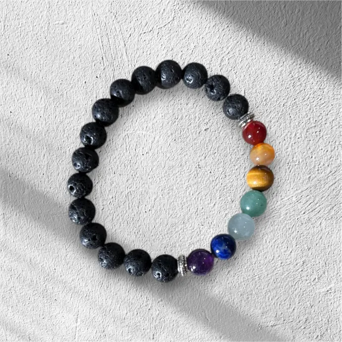 Bracelet Pierre de Lave & 7 Chakras – Équilibre et Énergie
